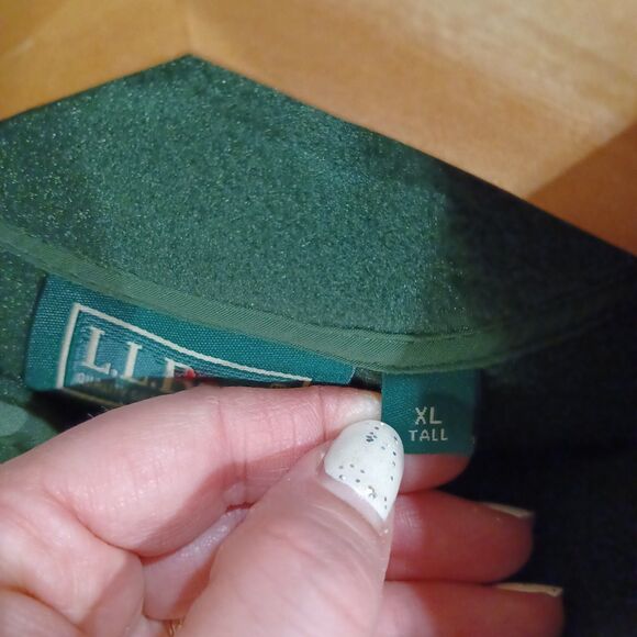 NWT L.L Bean Men's Vintage 1/4 Button Snap Fleece Pullover Spring Green XL Tall - Picture 4 of 9